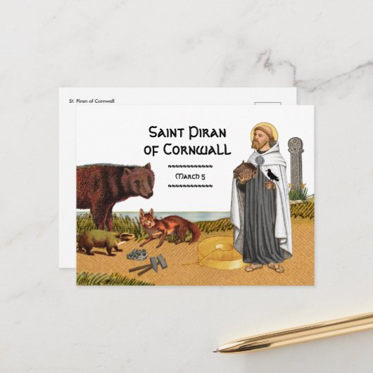 St. Piran von Cornwall (SAE 01) Postkarte (Vorderseite/Rückseite Beispiel)