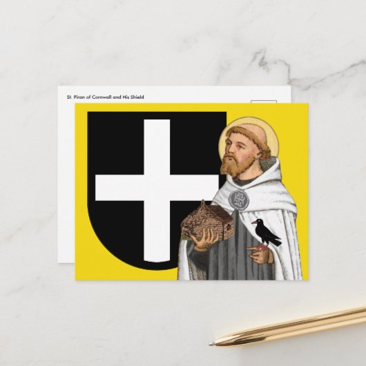St. Piran von Cornwall (SAE 01) und sein Schild Po Postkarte (Vorderseite/Rückseite Beispiel)