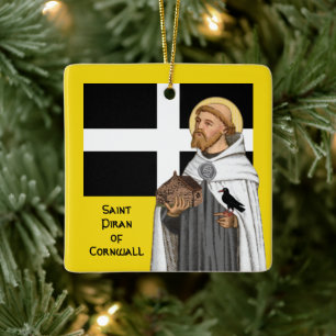 St. Piran von Cornwall (SAE 01) und seine Flagge u Keramikornament