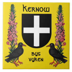 St. Piran's Schild mit Cornish Heide und Alpenkräh Fliese