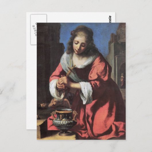 St. Praxedis von Johannes Vermeer Postkarte (Vorne/Hinten)
