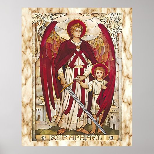St Raphael Archangel Angel Katholische Heilige Poster (Vorne)