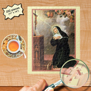 St. Rita mit Bienen beim Gebet an einem Kruzifix Puzzle