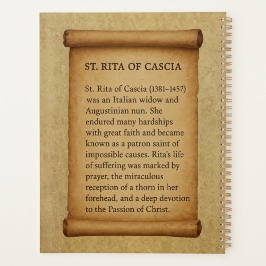 St Rita of Cascia Saint of the Impossible Catholic Planer (Rückseite)