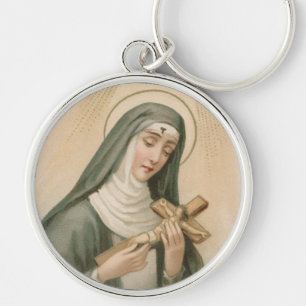 St. Rita von Cascia (M 015) Premium Runde Metallfi Schlüsselanhänger