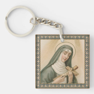 St. Rita von Cascia (M 015) Quadratisches Acryl Schlüsselanhänger