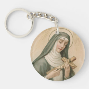 St. Rita von Cascia (M 015) Runde Acryl Schlüsselanhänger