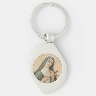 St. Rita von Cascia (M 015) Swirl-Metall Schlüsselanhänger
