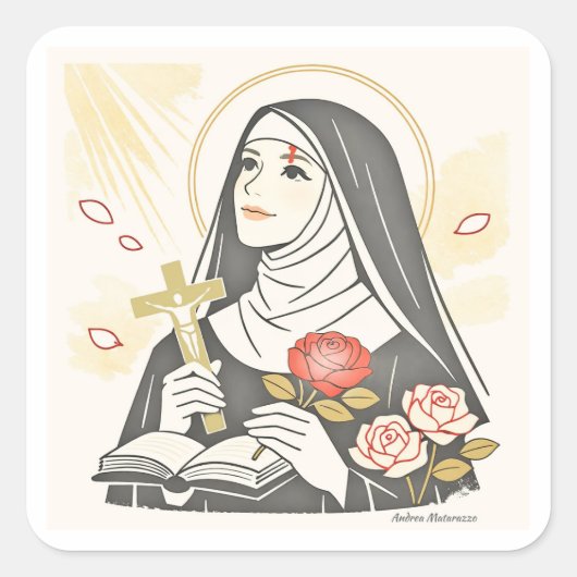 St. Rita von Cascia Quadratischer Aufkleber (Vorderseite)
