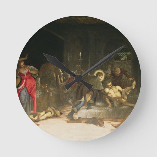St. Roch Curing the Plague Runde Wanduhr (Vorderseite)