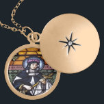 St. Rose der beflecktes Glas-Halskette Limas Vergoldete Kette<br><div class="desc">Halskette ist von einer Fotografie einer St.-Rose Limabefleckten Glasfensters</div>