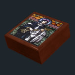 St. Rose Lima - Bete für unser Glasfenster Geschenkbox<br><div class="desc">Foto eines schönen Buntglasfensters der St. Rose Lima,  die jetzt in der "öffentlichen Domäne" ist. Einige der Produkte mit diesem Bild sagen auch "St. Rose von Lima,  beten für uns".  Fühlen Sie sich frei,  die Hintergrundfarben zu ändern und/oder eigene Wörter über die Anpassungswerkzeuge hinzuzufügen.</div>