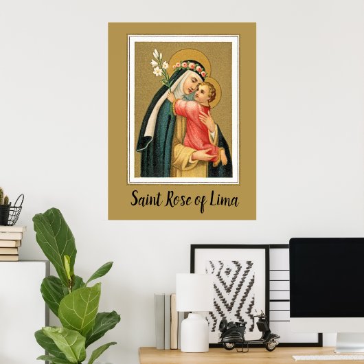 St. Rose Lima und das Christkind (M 023) Poster (Heimbüro)