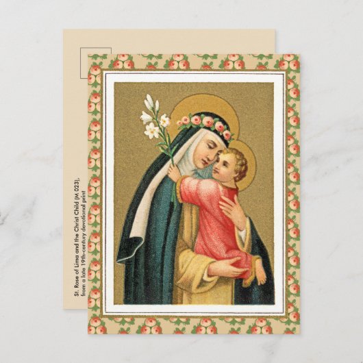 St. Rose Lima und das Christkind (M 023) Postkarte (Vorne/Hinten)