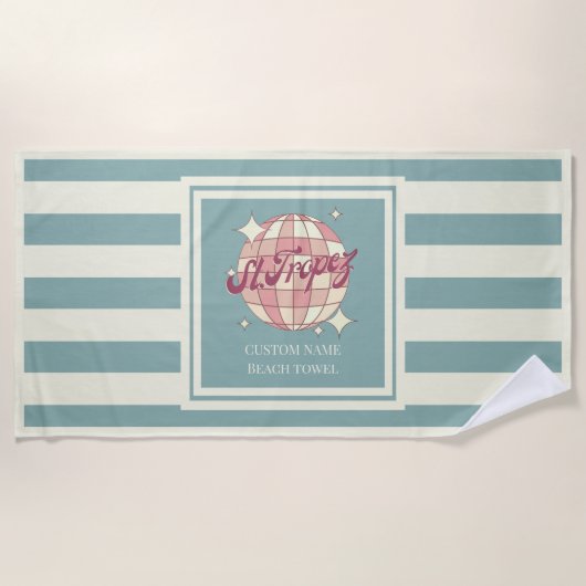St Saint Tropez Ferien Name Strand Handtuch (Vorderseite)