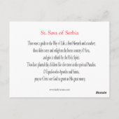 St. Sava-Gebetskarte Postkarte (Rückseite)
