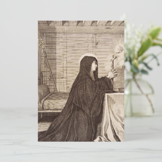 St. Scholastica Gönnerin der Schule Dankeskarte (Stehend Vorderseite)