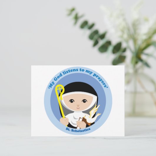 St. Scholastica Postkarte (Stehend Vorderseite)