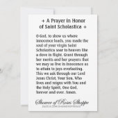 St. Scholastica Religious Nun katholisches Gebet Karte (Rückseite)