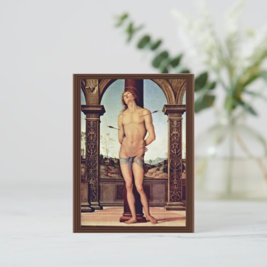 St. Sebastian by Perugino Pietro (beste Qualität) Postkarte (Stehend Vorderseite)