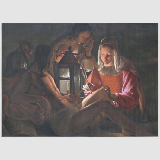 St. Sebastian Embraced by Irene, La Tour Seidenpapier (Vorderseite)