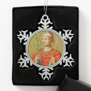 St. Sebastian (SNV 24) Schneeflocken Zinn-Ornament