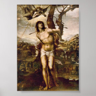 St. Sebastian und Madonna mit Heiligen durch Il Poster