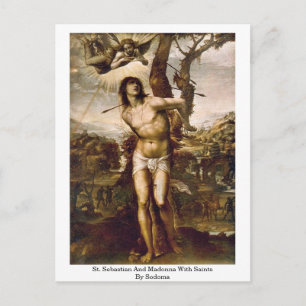 St. Sebastian und Madonna mit Heiligen von Sodoma Postkarte