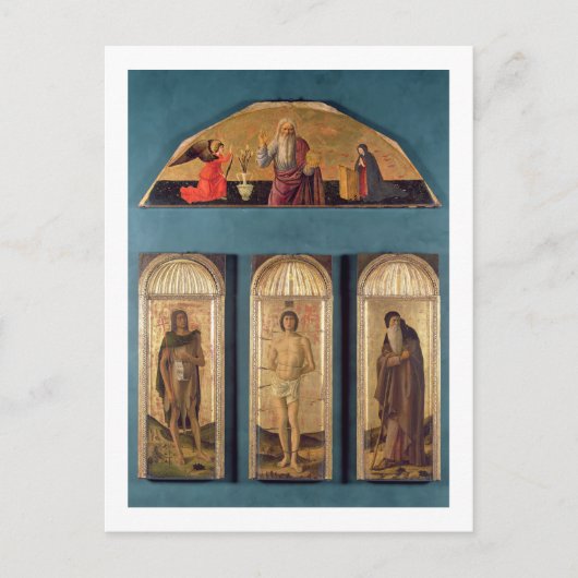 St. Sebastian zwischen St. Johannes dem Täufer und Postkarte (Vorderseite)