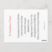 St. Seraphim Sarov-Gebetskarte Postkarte (Rückseite)