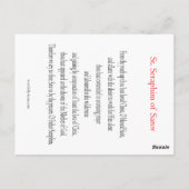 St. Seraphim von Sarov Gebetskarte Postkarte (Rückseite)