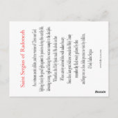 St. Sergius Radonezh-Gebetskarte Postkarte (Rückseite)