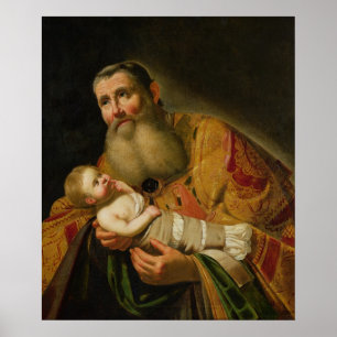 St. Simeon, das den Säugling Christus darstellt Poster