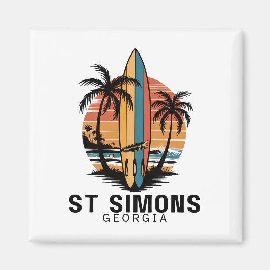 St Simons Beach Georgia Surfen Surfer _1 Magnet (Vorne)