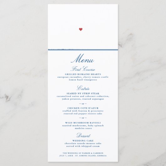 St. Simons Island and Sea Island Map Hochzeit Menükarte (Vorderseite)