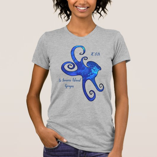 St. Simons Island GA Brilliant Blue Octopus T-Shirt (Vorderseite)
