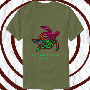 St. Simons Island GA Colorful sea turtle T-Shirt