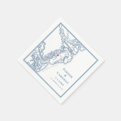St. Simons Island GA Karte Elegant Navy Blue Weddi Serviette (Ecke)
