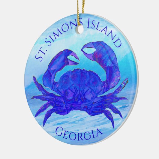 St Simons Island, Georgia Crab and Ocean Waves Keramik Ornament (Links)
