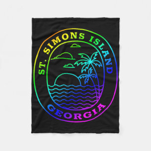St. Simons Island Georgia Rainbow Palm Tree Beach Fleecedecke