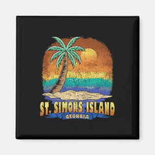 St. Simons Island Georgia Vintag Distressed Souve Magnet