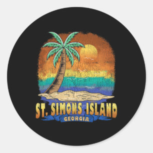 St. Simons Island Georgia Vintag Distressed Souve Runder Aufkleber