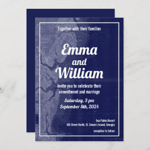 St. Simons Island Georgia Vintage Karte Hochzeit