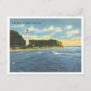 St. Simon's Island Georgia Vintager Leuchtturm Postkarte