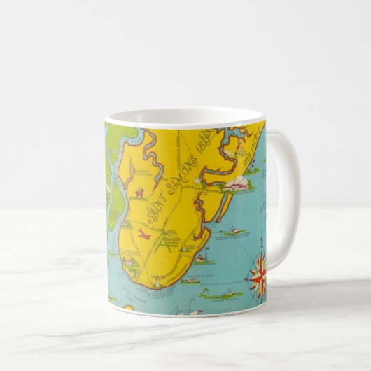St Simons Island Map Mug Kaffeetasse (VorderseiteRechts)