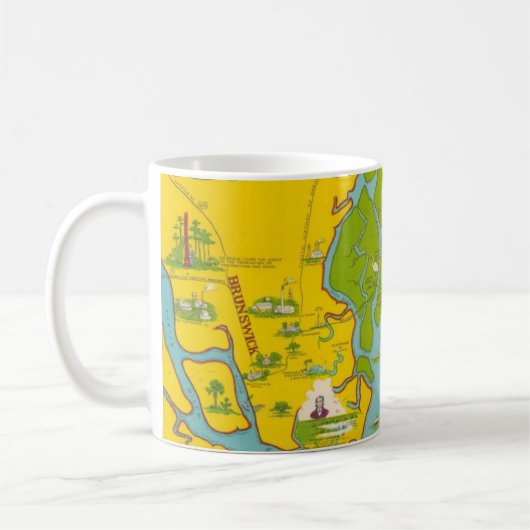 St Simons Island Map Mug Kaffeetasse (Links)