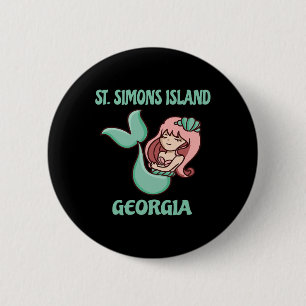 St. Simons Island Süßes Meerjungfrau-Thema Button