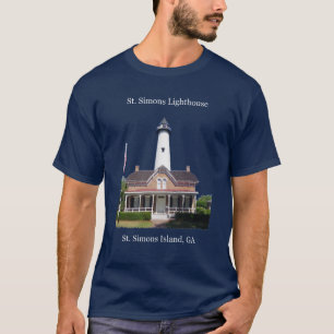 St Simons Leuchtturm-Shirt mit weißer Schrift T-Shirt
