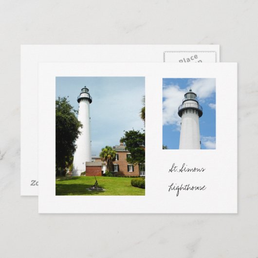 St. Simons Lighthouse Postkarte (Vorne/Hinten)