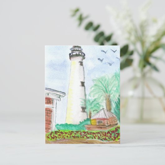 St. Simon's Lighthouse Postkarte (Stehend Vorderseite)